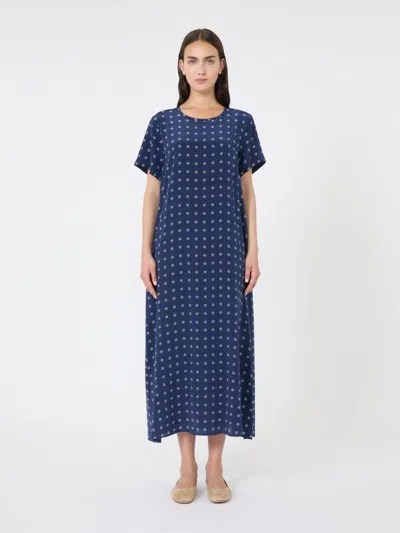 Weekend Max Mara Printed Silk T-shirt Dress In Blue