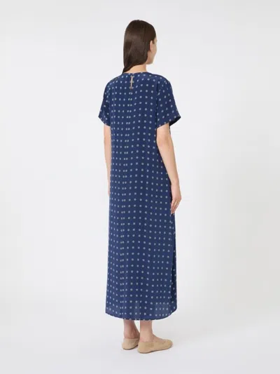 Weekend Max Mara Printed Silk T-shirt Dress In Blue