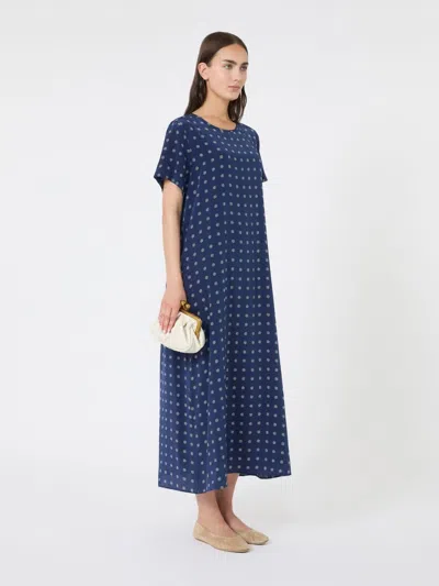 Weekend Max Mara Printed Silk T-shirt Dress In Blue