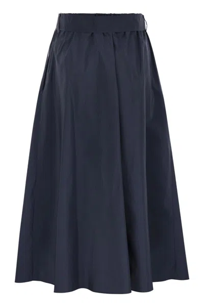 Weekend Max Mara Taffeta Tie-belt Midi Skirt In Blue
