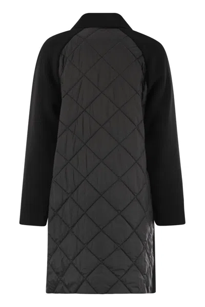 Weekend Max Mara Quilted Wool Double-breasted Coat In Black