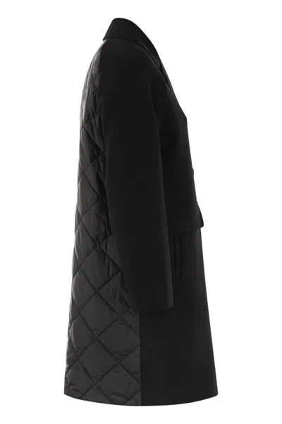Weekend Max Mara Quilted Wool Double-breasted Coat In Black