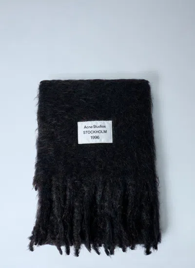 Acne Studios Women Fringed Wool-blend Scarf In Black