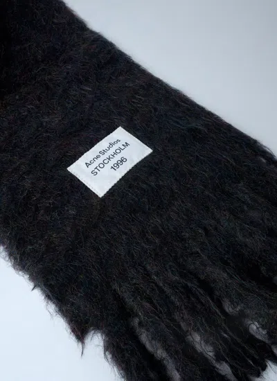 Acne Studios Women Fringed Wool-blend Scarf In Black