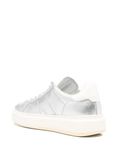 Woolrich Silver Leather Platform Sneakers With Metallic Finish In Multi