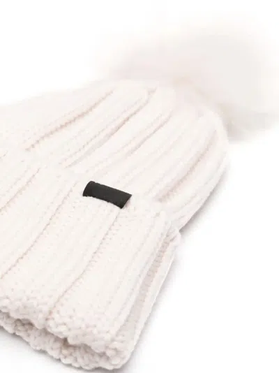 Woolrich Beanie Cashmere "pom Pom" In Brown