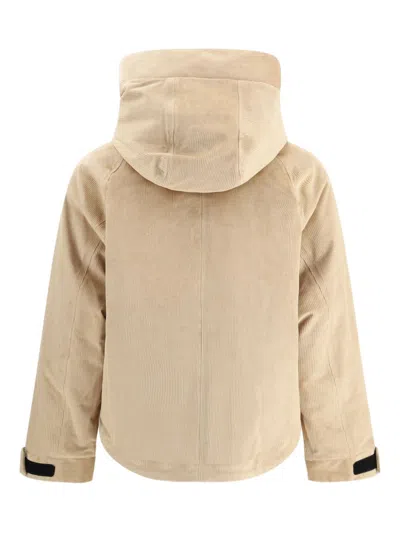 Woolrich Hooded Corduroy Jacket Adjustable Cuffs In Brown