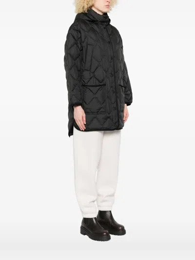 Woolrich Black Quilted Hooded Jacket In Black