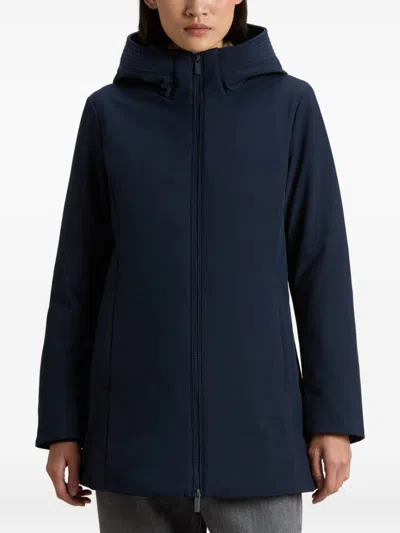 Woolrich Hooded Long Sleeve Quilted Parka Coat In Blue