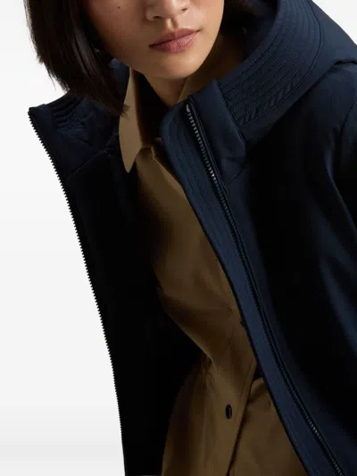 Woolrich Hooded Long Sleeve Quilted Parka Coat In Blue