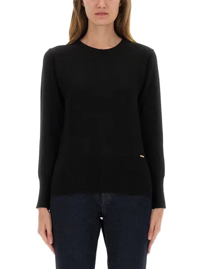 Woolrich Slim Fit Black Wool Jersey In Black