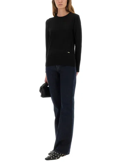 Woolrich Slim Fit Black Wool Jersey In Black