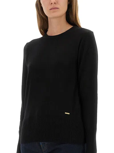 Woolrich Slim Fit Black Wool Jersey In Black