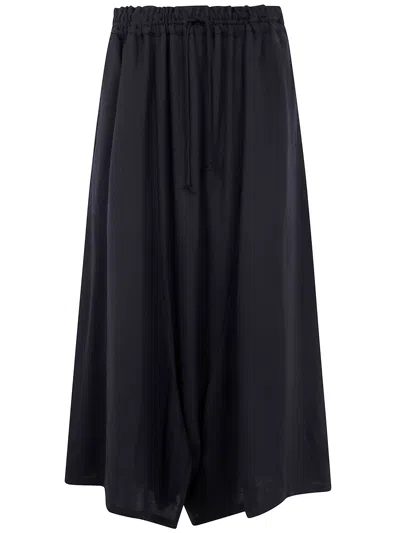 Y's Elastic-waist Wool Trousers In Black