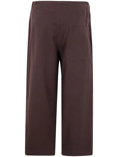 Y's Straight String Twill Trousers In Brown