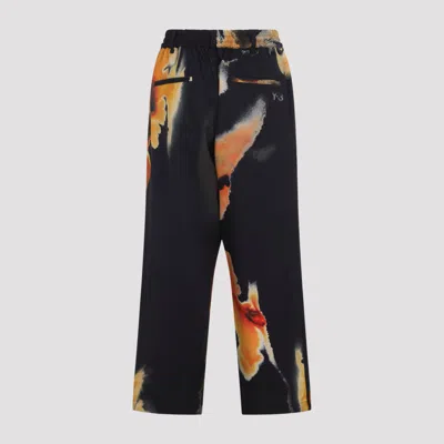 Y-3 Relaxed Fit Black Trousers With Abstract Pattern In Black