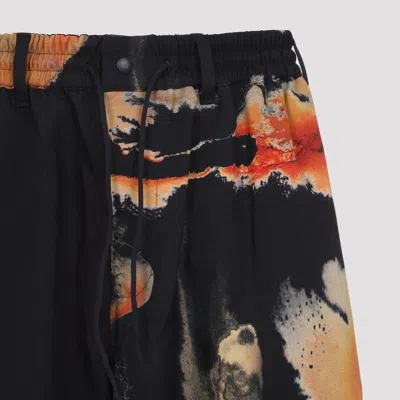 Y-3 Relaxed Fit Black Trousers With Abstract Pattern In Black