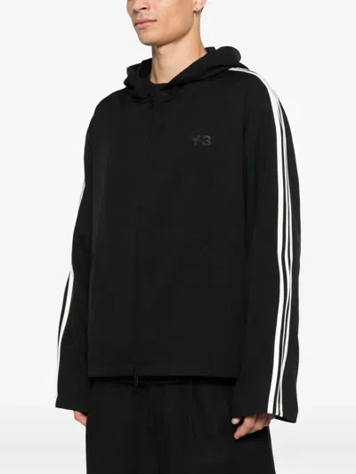 Y-3 Three-stripes Oversized Windbreaker Jacket In Black
