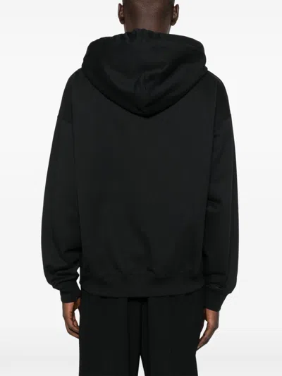Y-3 Zip-up Black Hoodie With Minimalist Design In Black