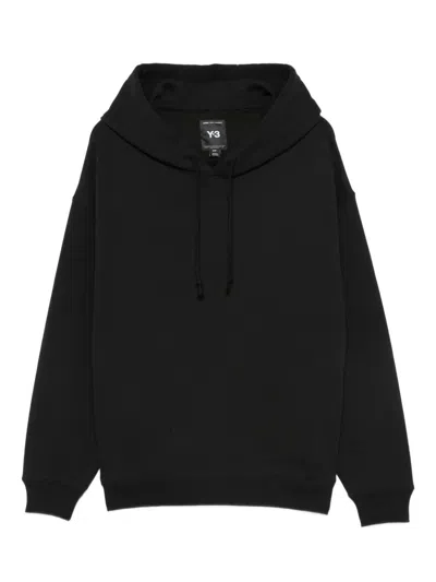 Y-3 Cotton Hoodie With Logo Detail And Drawstring Hood In Black