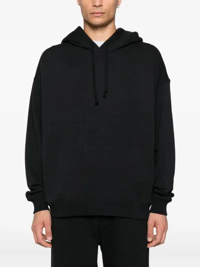 Y-3 Cotton Hoodie With Logo Detail And Drawstring Hood In Black