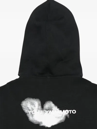Y-3 Cotton Hoodie With Logo Detail And Drawstring Hood In Black