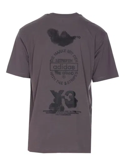 Y-3 Logo-print Crew-neck Tee In Gray