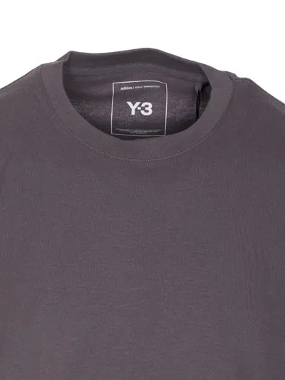 Y-3 Logo-print Crew-neck Tee In Gray
