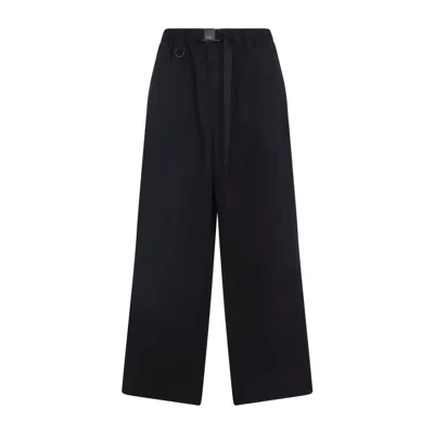 Y-3 Wide-leg Black Nylon Trousers With Adjustable Cuffs And Functional Pockets In Black