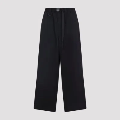 Y-3 Wide-leg Black Nylon Trousers With Adjustable Cuffs And Functional Pockets In Black