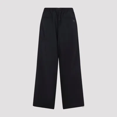 Y-3 Wide-leg Black Nylon Trousers With Adjustable Cuffs And Functional Pockets In Black