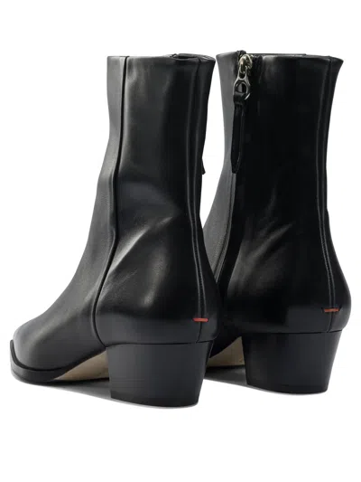 Aeyde Ankle Leather Boots Block Heel In Black