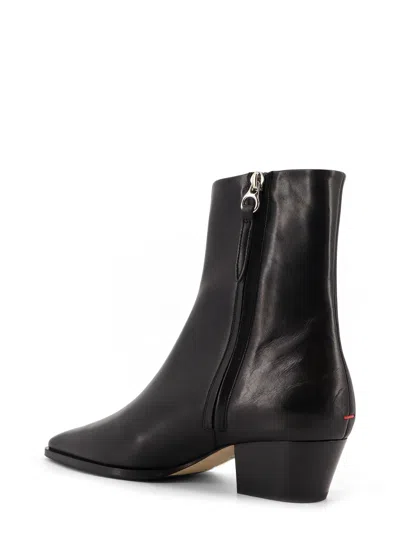 Aeyde Ankle Leather Boots Block Heel In Black