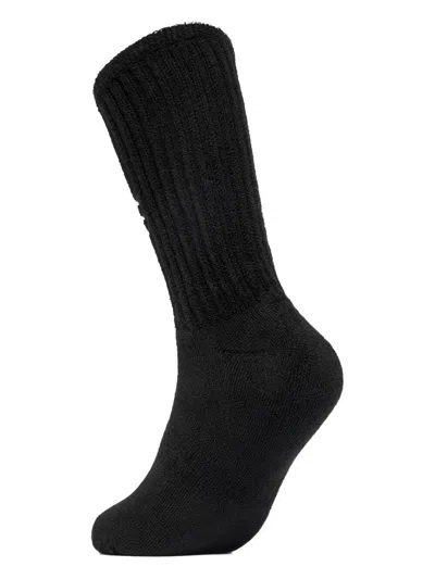 Y-3 Tone On Tone Embroidered Logo Terry-cloth Socks In Black
