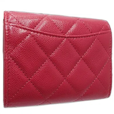 Pre-owned Chanel Matelasse Red Color Grained Calfskin Chain/shoulder Wallet ()