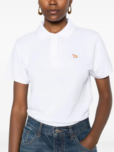 Maison Kitsuné Baby Fox Cotton Polo Shirt In White