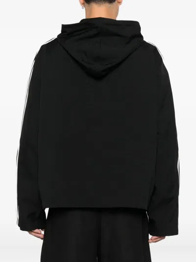 Y-3 Three-stripes Oversized Windbreaker Jacket In Black