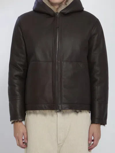 Yves Salomon Zip-up Lamb Fur Coat In Brown