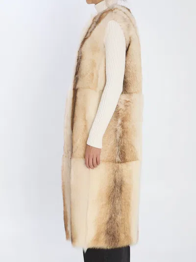 Yves Salomon Long Lamb Fur Vest In Neutral