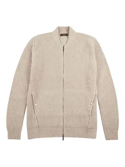 Zanone Full Zip Slim Fit Sweater Clothing In Brown