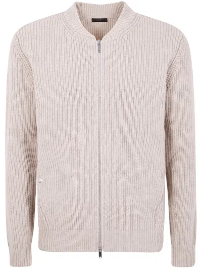 Zanone Full Zip Slim Fit Sweater Clothing In Brown