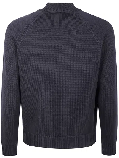 Zanone Stockinette Stitch Slim Fit Raglan Sleeved Mock Neck Sweater Clothing In Gray