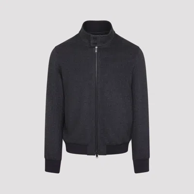 Zegna Modern Blouson With High Collar And Buttons In Black