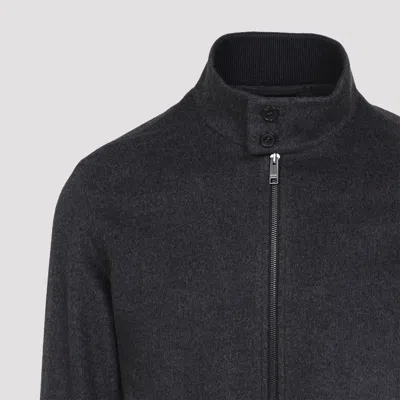 Zegna Modern Blouson With High Collar And Buttons In Black