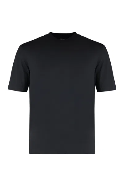 Zegna Silk And Cotton T-shirt In Black
