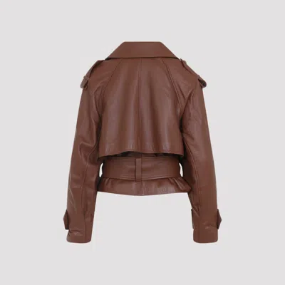 Zimmermann Hypnotic Leather Crop Trench Women In Brown