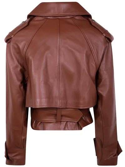 Zimmermann Hypnotic Leather Crop Trench Women In Brown