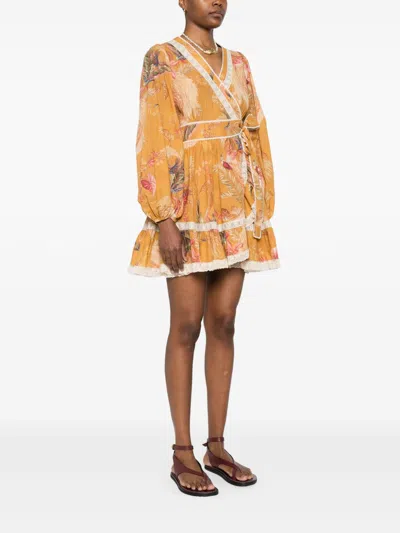 Zimmermann Ascension Cotton Mini Dress In Yellow