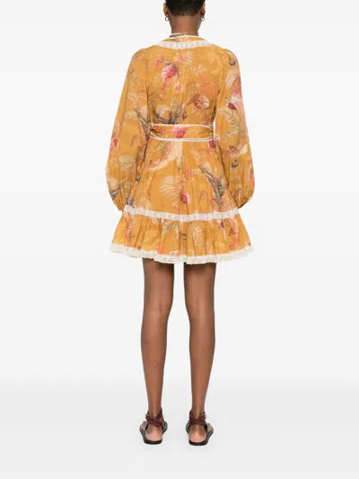 Zimmermann Ascension Cotton Mini Dress In Yellow