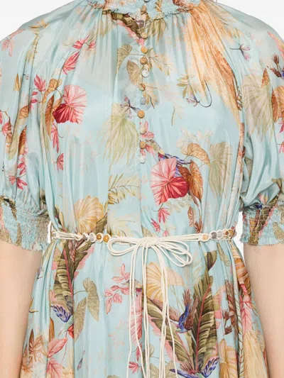 Zimmermann Ascension Printed Silk Dress In Blue